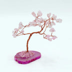 Arbre de Quartz Rose | Socle en Agate Rose, 35 Pierres