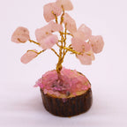Arbre en Quartz Rose | Décoration Zen sur Socle Bois 15 Pierres