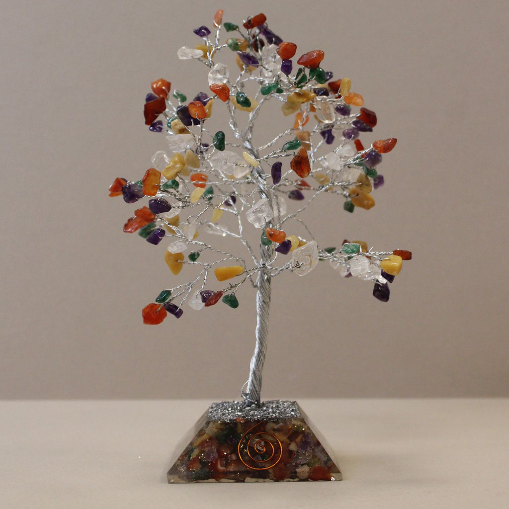 Arbre de Pierres Précieuses & Base Orgonite | 160 Pierres Multicolores