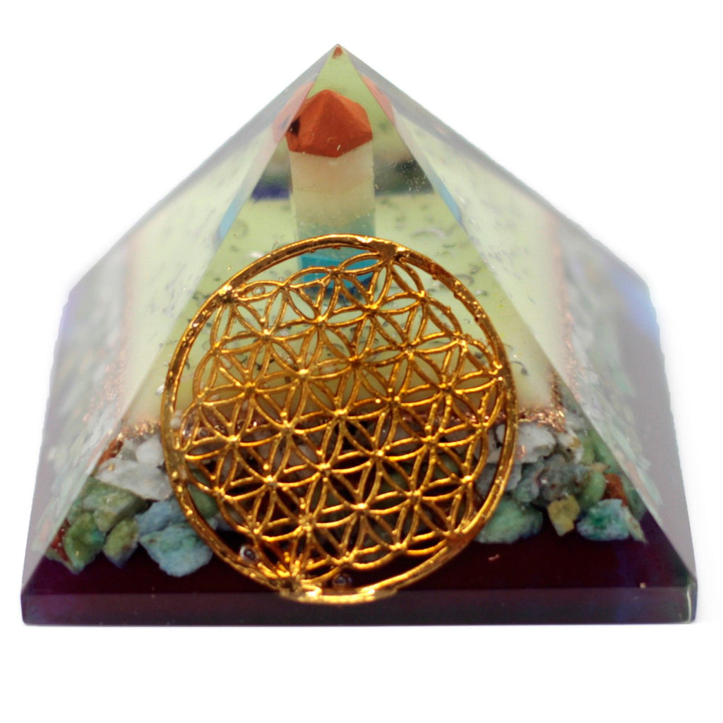 Pyramide Orgonite Fleur de Vie | Décoration Zen 70 mm