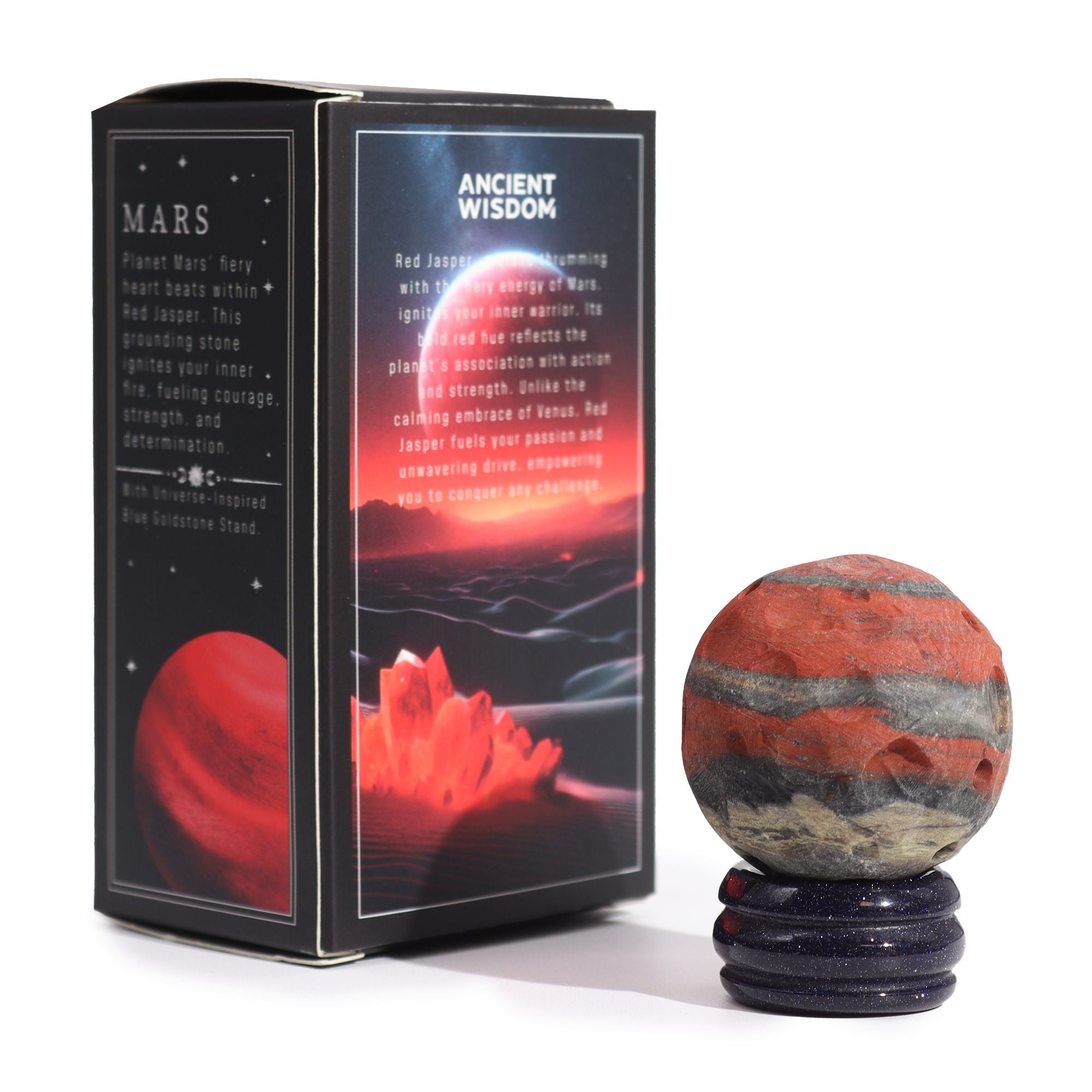 Sphère Jaspe Rouge sur Socle Goldstone | Décoration Zen 40mm