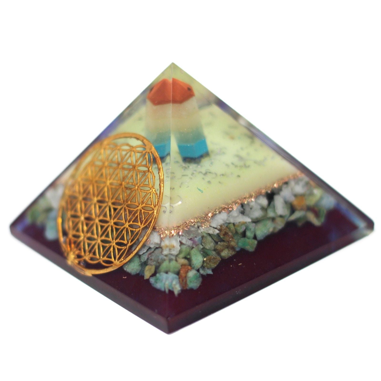 Pyramide Orgonite Fleur de Vie | Décoration Zen 70 mm