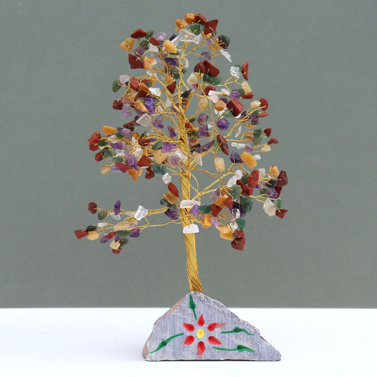 Arbre de Pierres Gemmes Multicolore | 320 Pierres Naturelles Artisanales