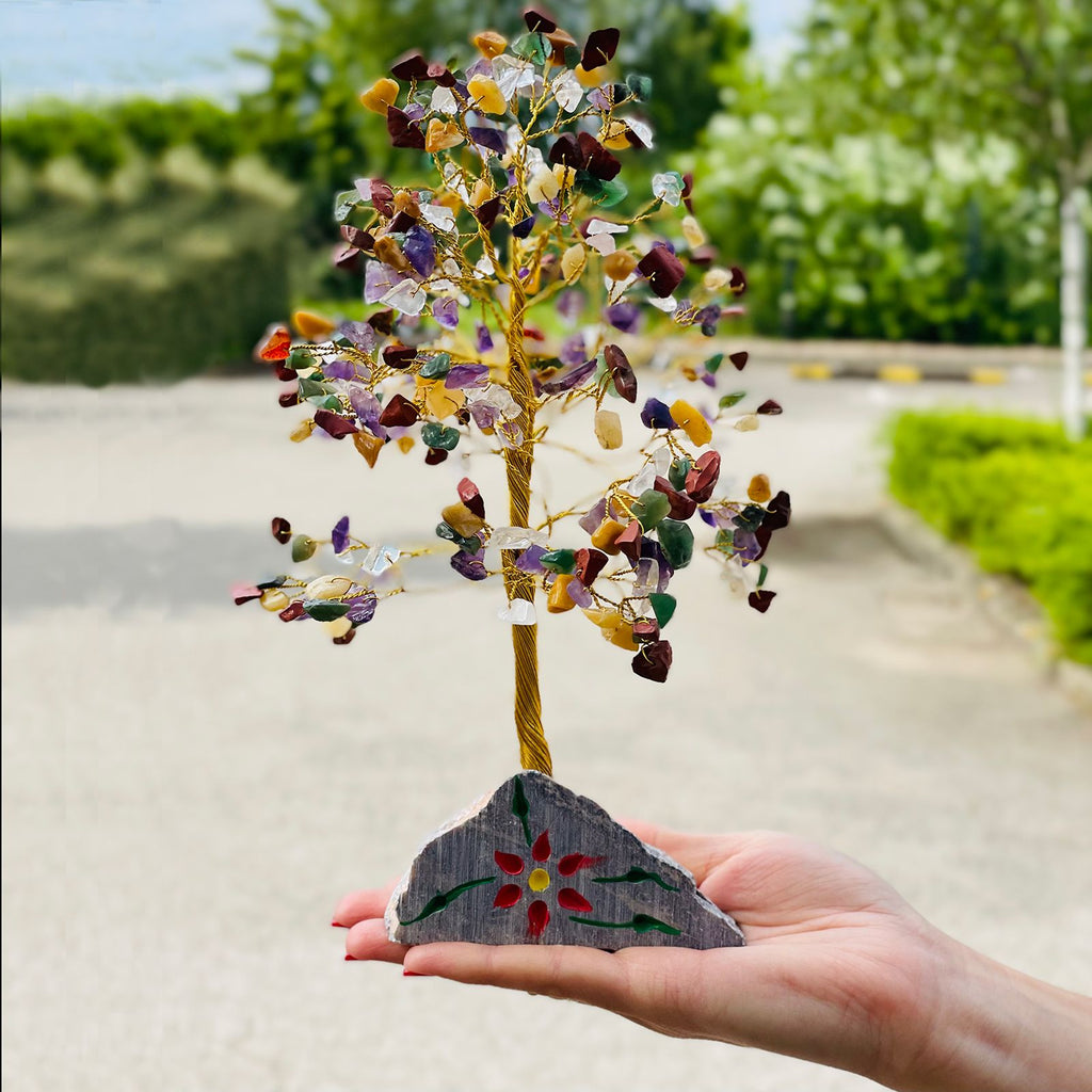 Arbre de Pierres Gemmes Multicolore | 320 Pierres Naturelles Artisanales