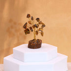 Arbre de Pierre Œil de Tigre | Décoration Zen sur Socle Bois