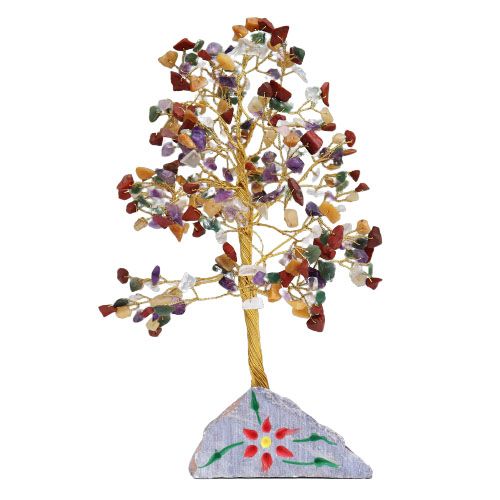 Arbre de Pierres Gemmes Multicolore | 320 Pierres Naturelles Artisanales