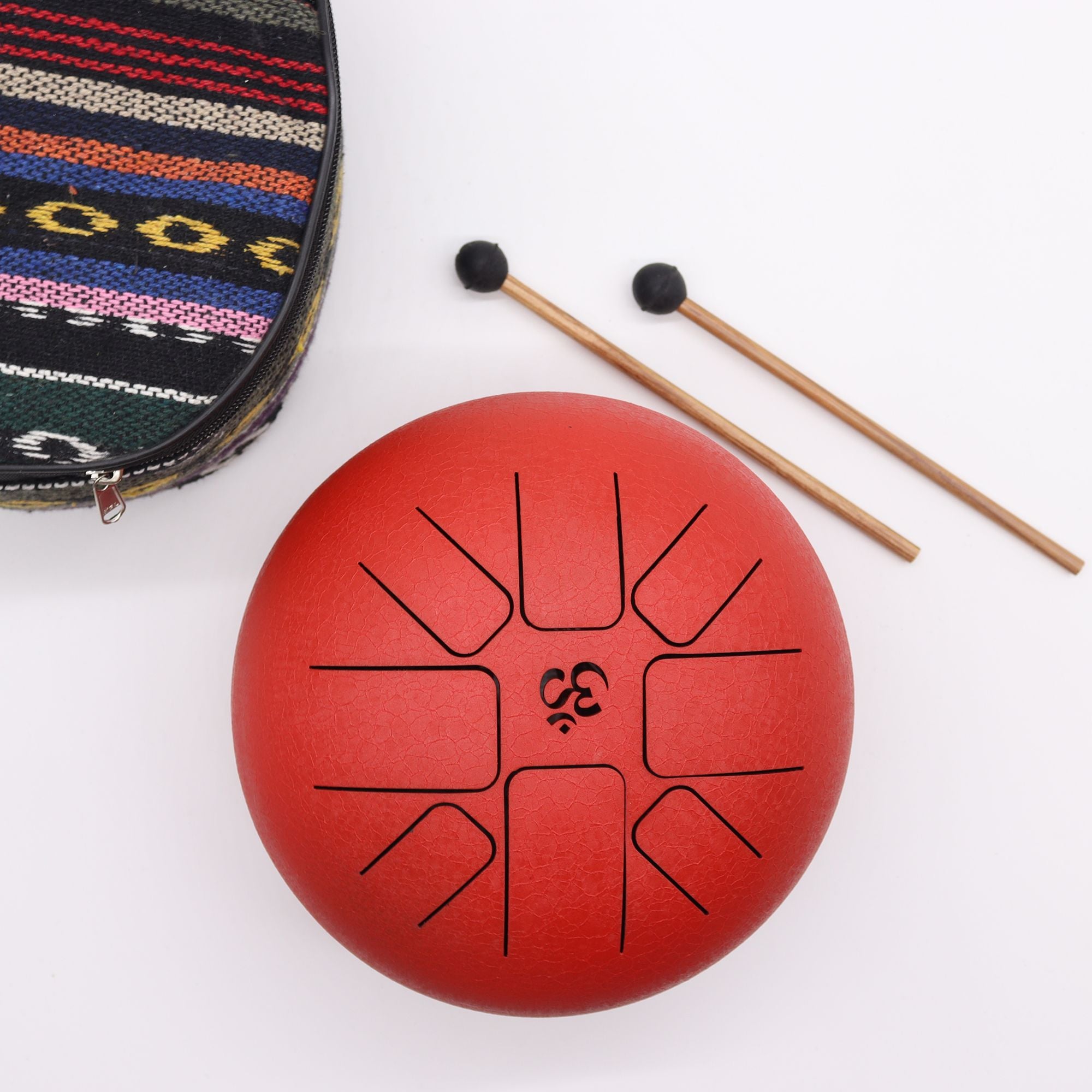 Tongue Drum Acier Rouge Symbole Om | Musique & Détente Zen
