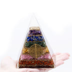 Pyramide Orgonite Résine & Chakras | Fleur de Vie 70 mm