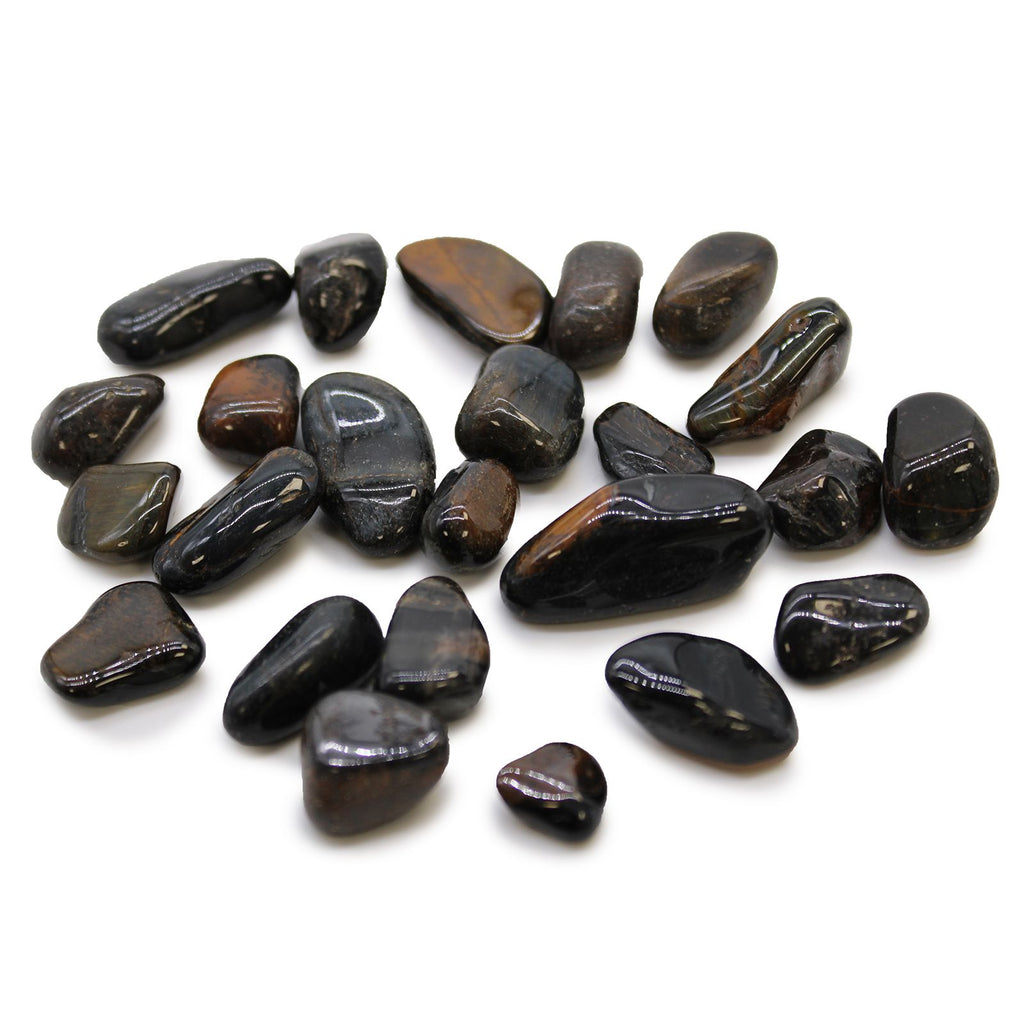 Pierres Roulées Œil de Tigre Bleu | Lot de 24 Petites Pierres Naturelles