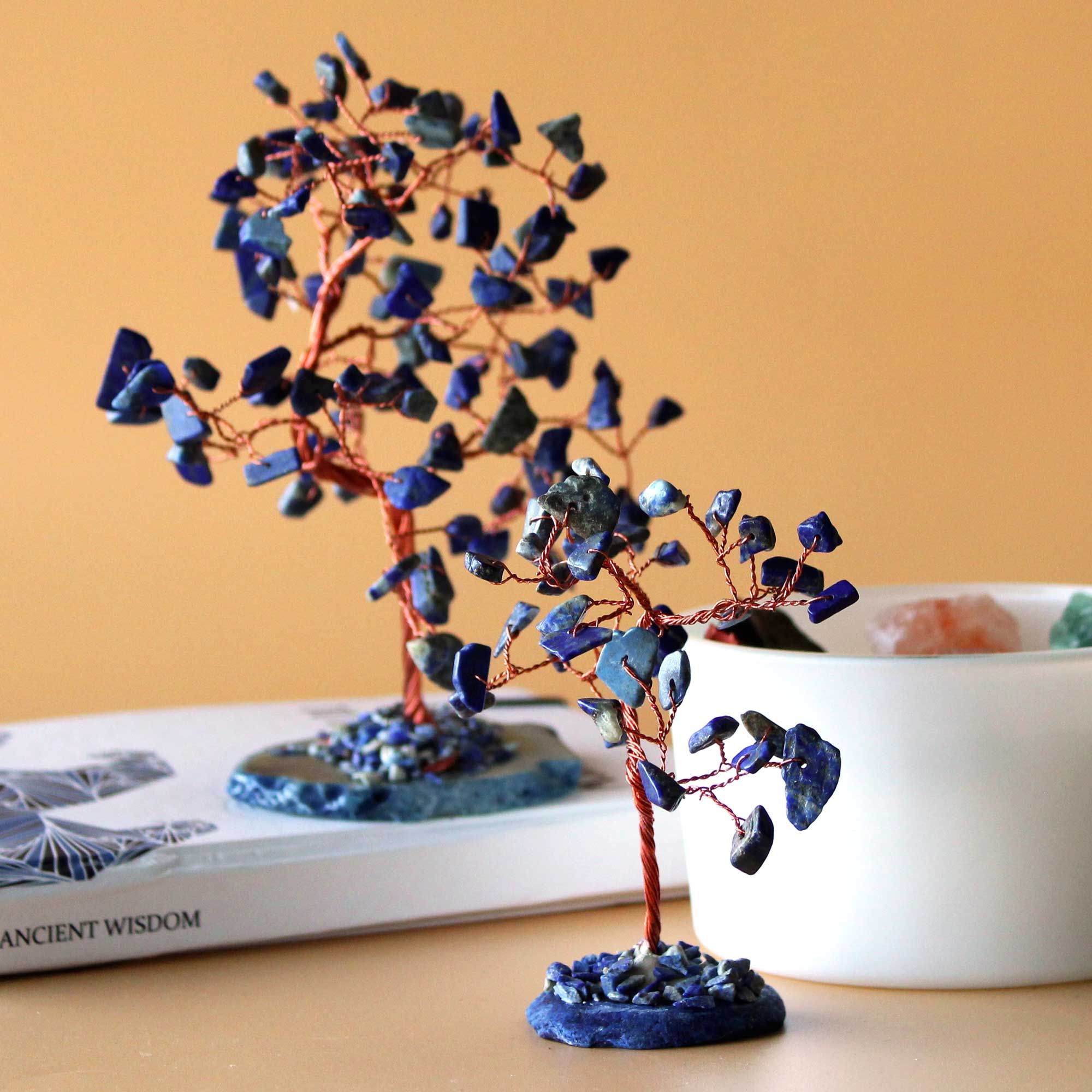 Arbre de Pierres Sodalite | Socle Agate Bleue & Décoration Zen