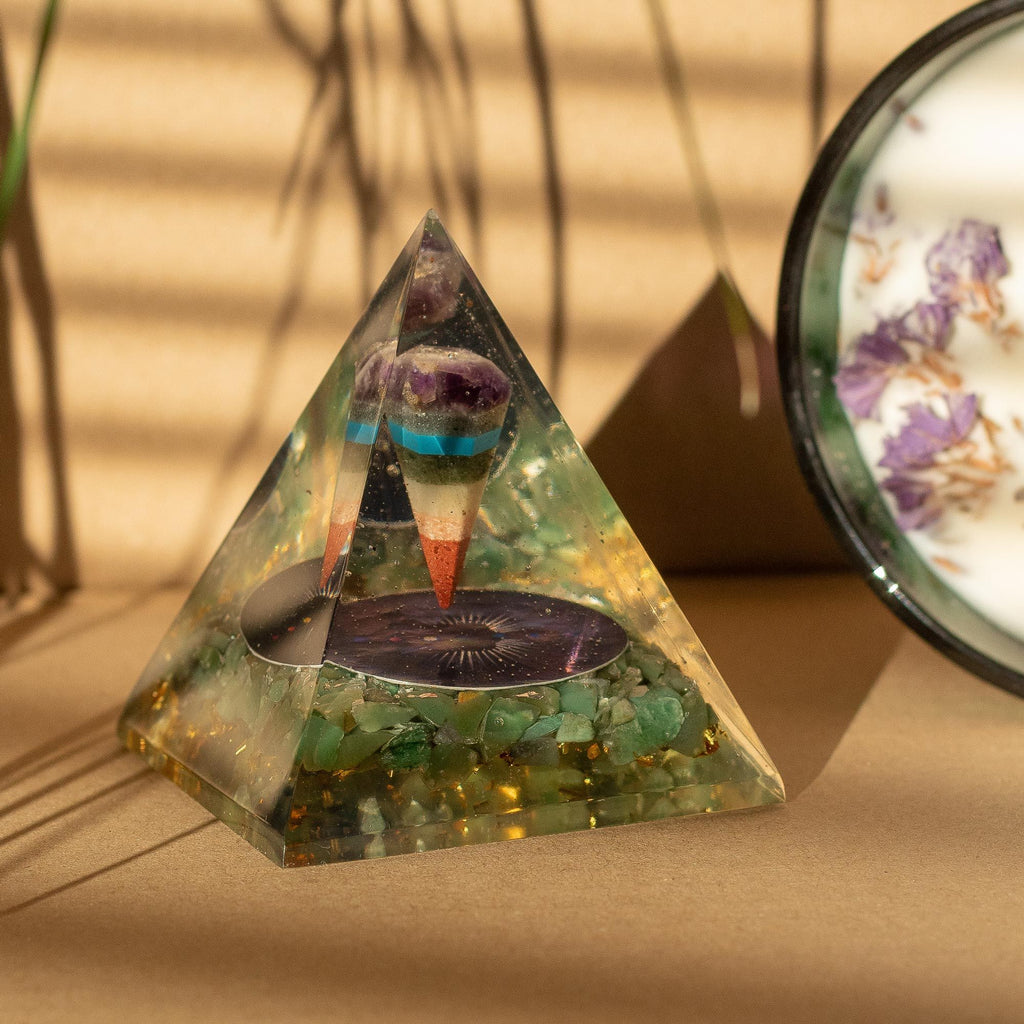 Orgonite Pyramide Aventurine & Pendule | Décoration Zen Apaisante