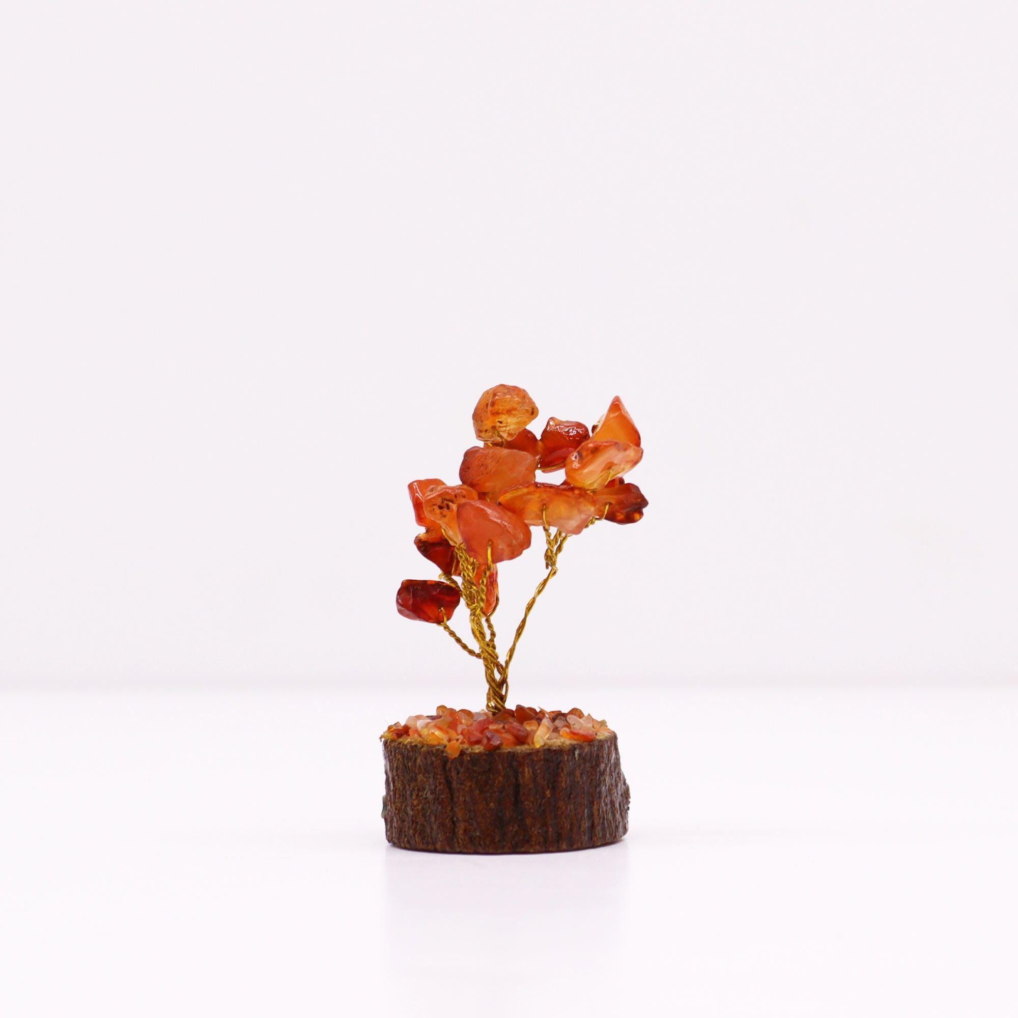 Arbre en Pierre Cornaline | Décoration Zen Naturelle sur Socle Bois