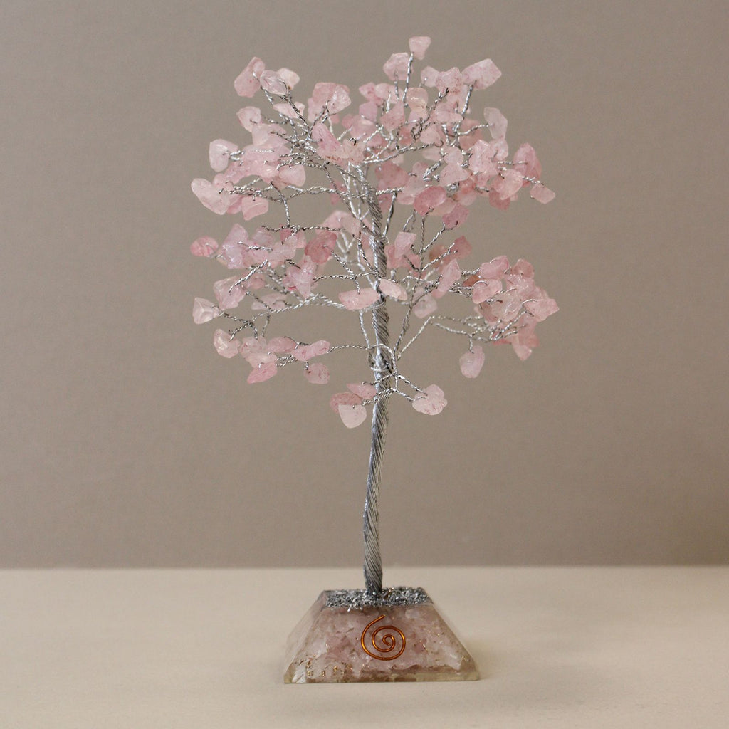 Arbre de Pierres Quartz Rose & Orgonite | Décoration Zen 160 Pierres