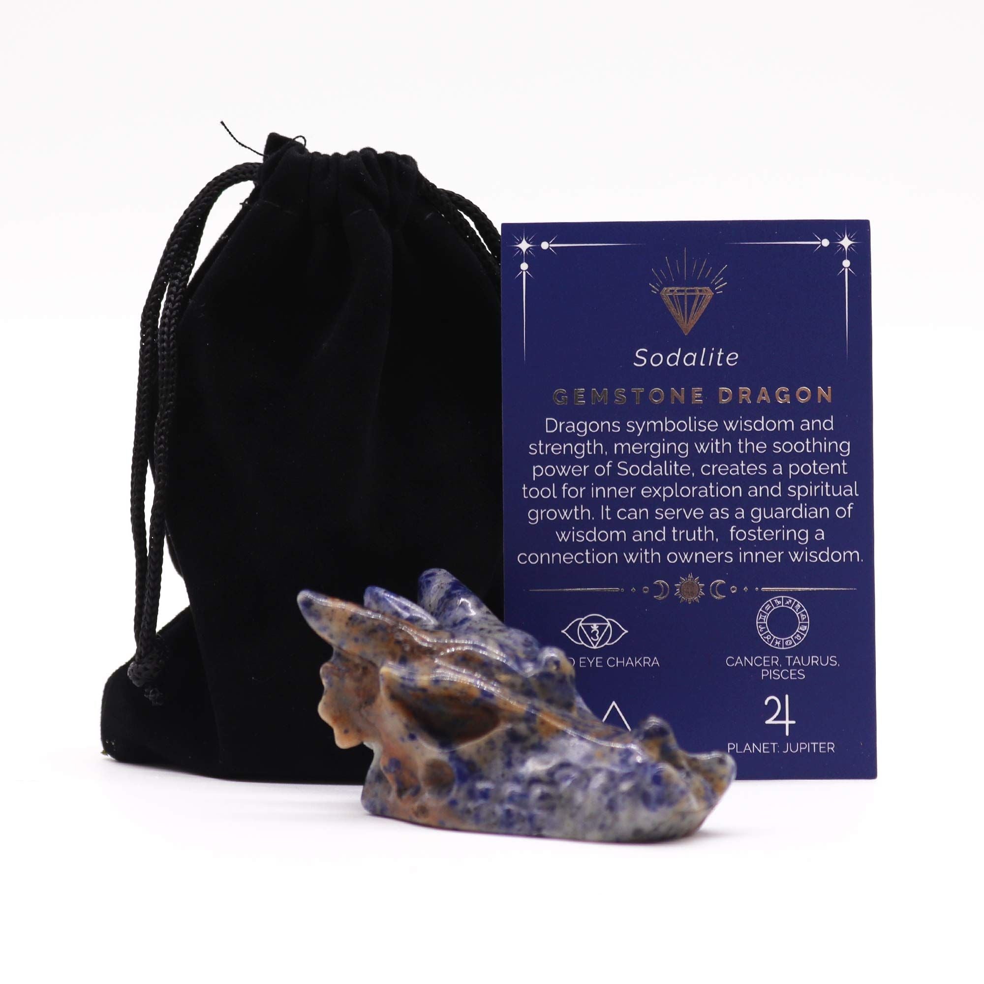 Tête de Dragon Sodalite sculptée | Décoration zen & harmonie
