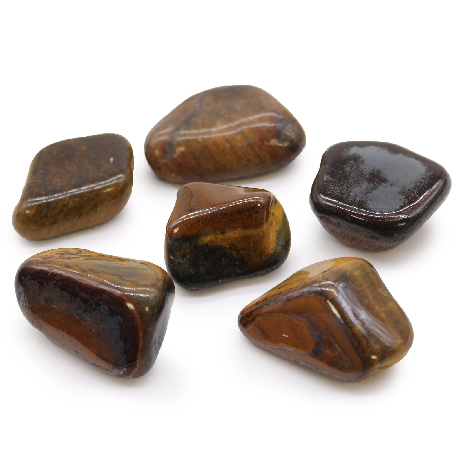 Pierres Roulées Œil de Tigre Afrique du Sud | Lot de 6 Grandes Pierres Naturelles