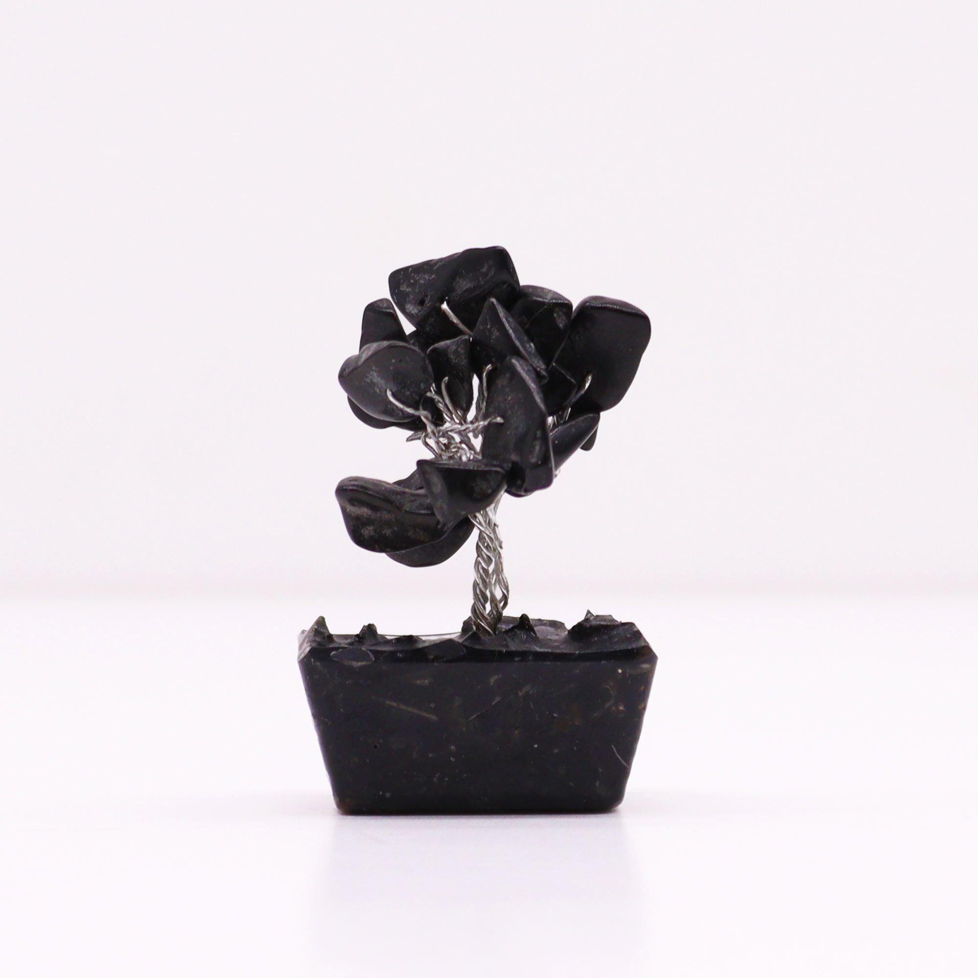 Arbre de Pierres Agate Noire sur Base Orgonite | Décoration Zen