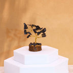 Mini Arbre en Pierre d'Agate Noire | Décoration Zen sur Socle Bois