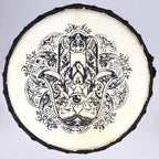 Djembé Artisanal Motif Hamsa | Bois de Suar & Peau Naturelle 50 cm
