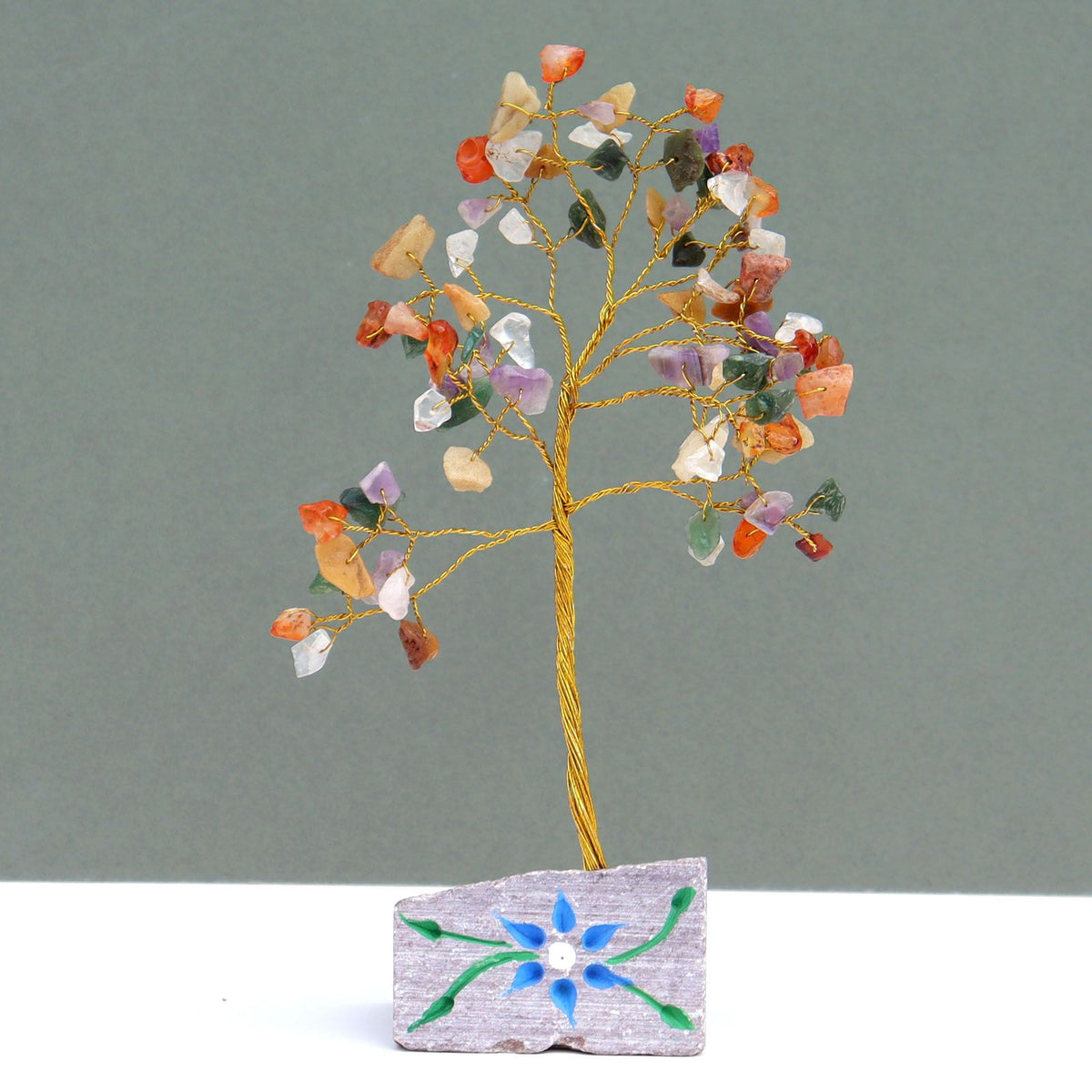 Arbre de Pierres Gemmes Multicolores | Décoration Zen 80 Pierres Naturelles