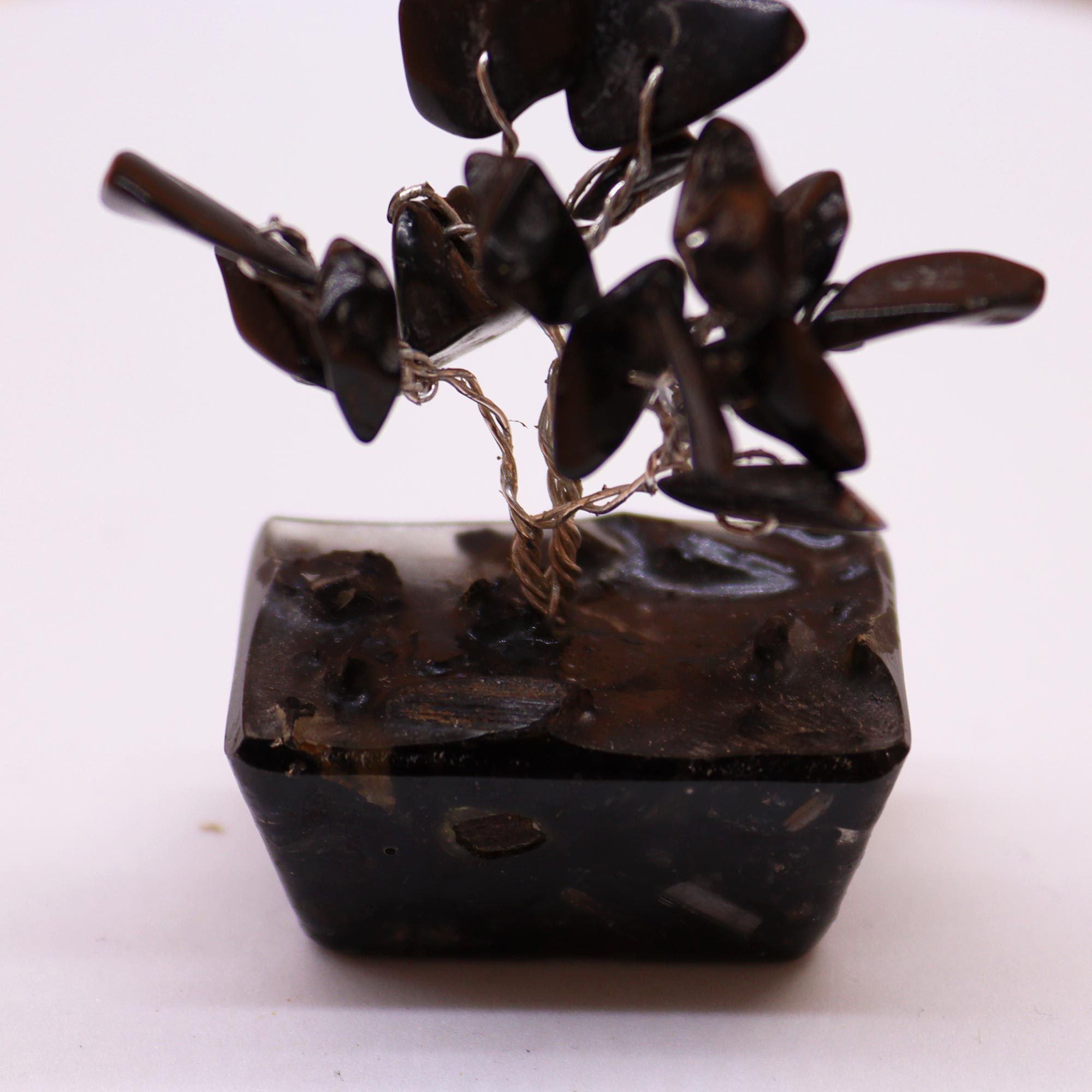 Arbre de Pierres Agate Noire sur Base Orgonite | Décoration Zen