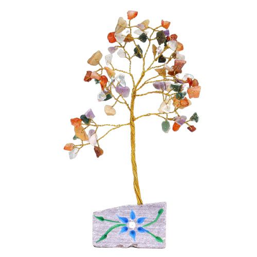 Arbre de Pierres Gemmes Multicolores | Décoration Zen 80 Pierres Naturelles