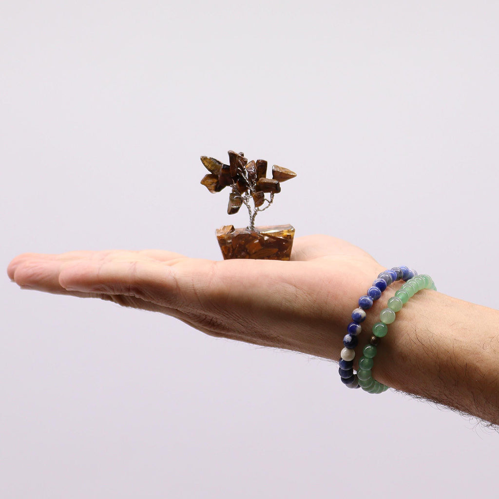 Coffret 12 Arbres de Pierres Naturelles sur Base Orgonite | Collection Zen