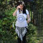Atrapasueños Protector - Pirámide de Macramé Grande Blanco/Gris