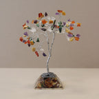 Arbre de Pierres Gemmes sur Base Orgonite | 80 Pierres Multicolores