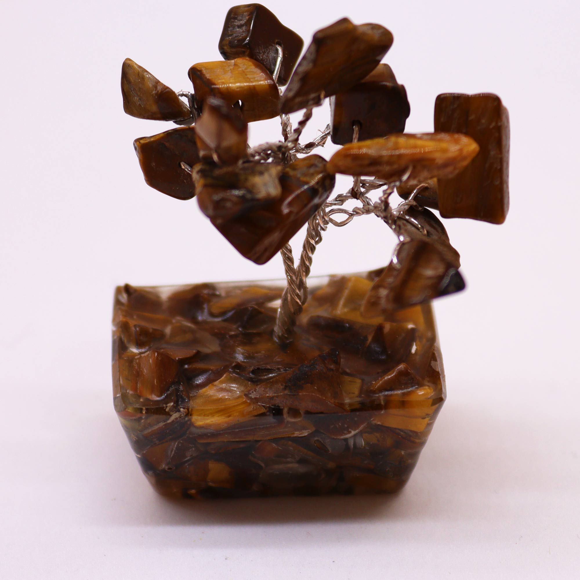 Arbre de Pierres Œil de Tigre sur Socle Orgonite | Décoration Zen