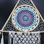 Attrape-Rêves Macramé Pyramide | Blanc & Turquoise, Fait Main
