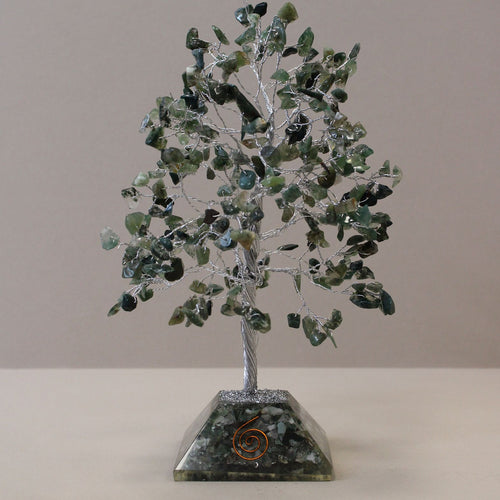 Arbre de Pierres Agate Mousse & Base Orgonite | Décoration Zen 320 Pierres