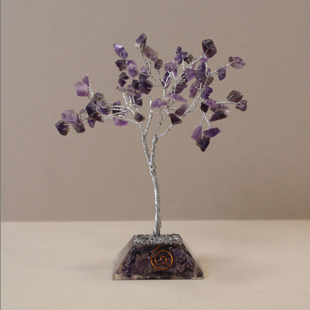 Arbre de Pierres Améthyste & Orgonite | Décoration Zen 80 Pierres