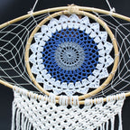 Attrape-Rêves Macramé Œil | Décoration Zen Blanc Bleu Gris