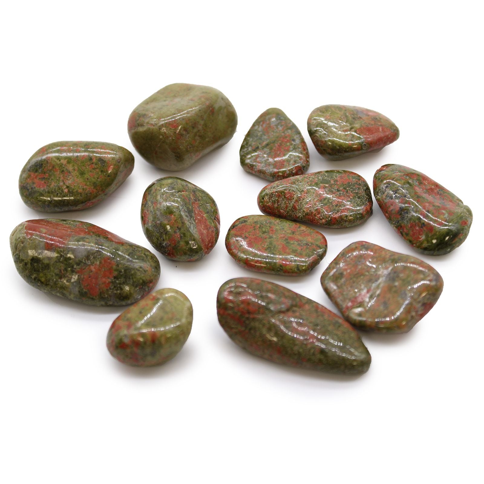 Pierres Roulées Unakite | Lot de 12, Équilibre & Harmonie Naturelle