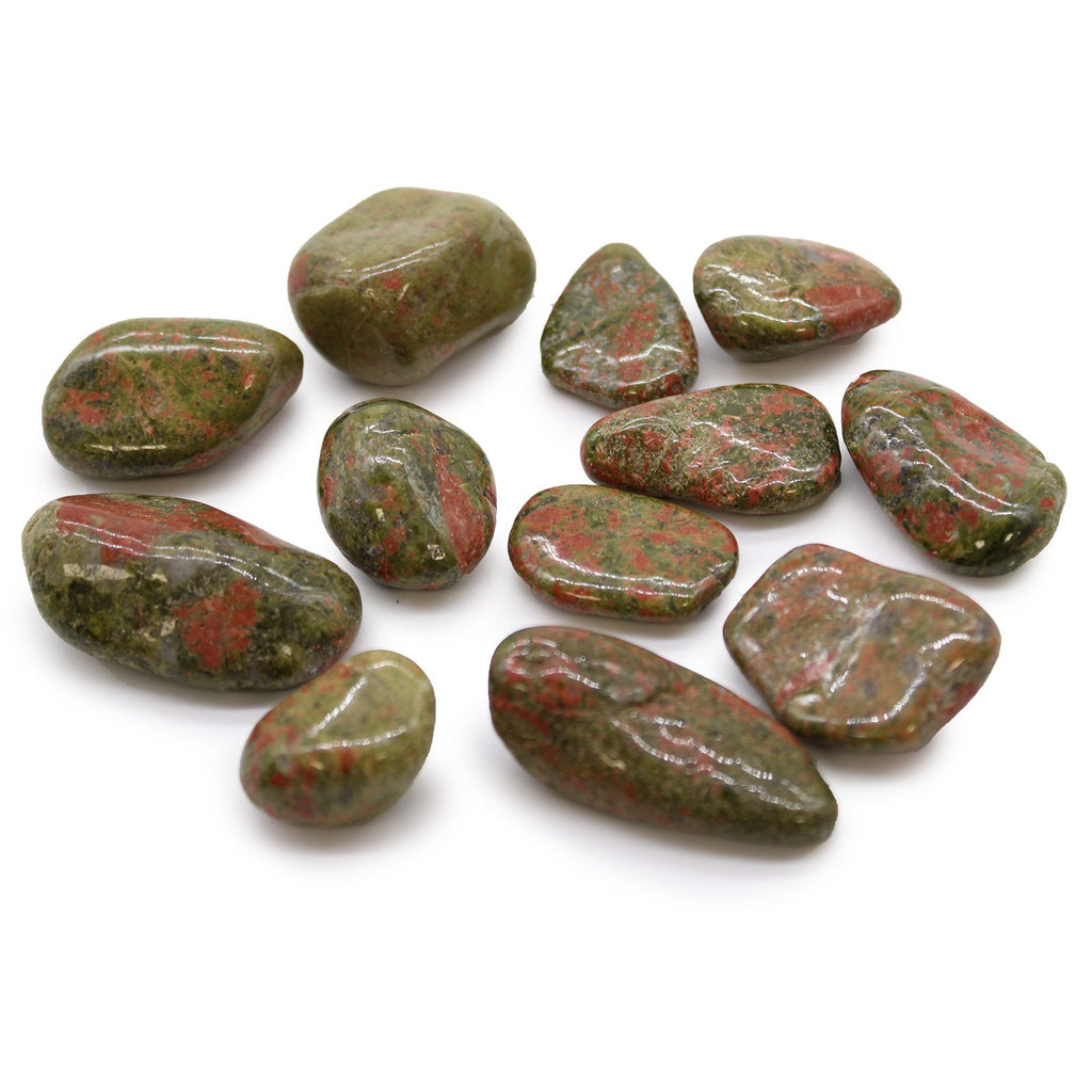 Pierres Roulées Unakite | Lot de 12, Équilibre & Harmonie Naturelle