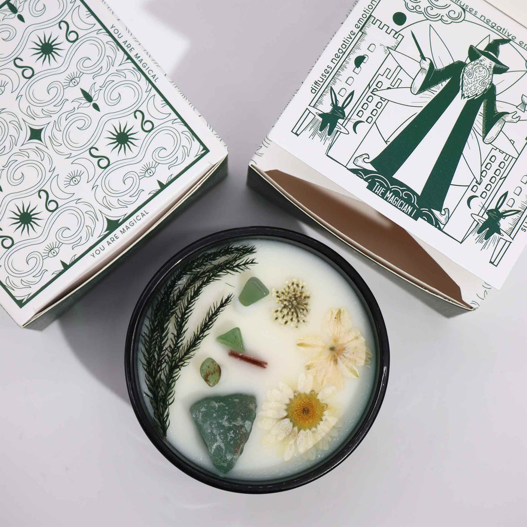 Bougie Aromathérapie & Jade Fleur | Menthe Apaisante Wick Bois