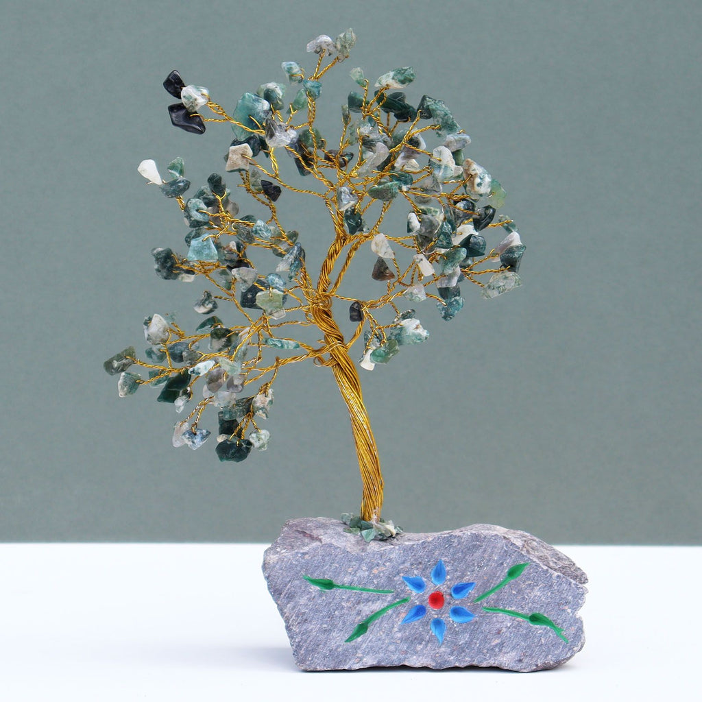 Arbre de Pierres Agate Mousse | Décoration Zen 160 Pierres Naturelles