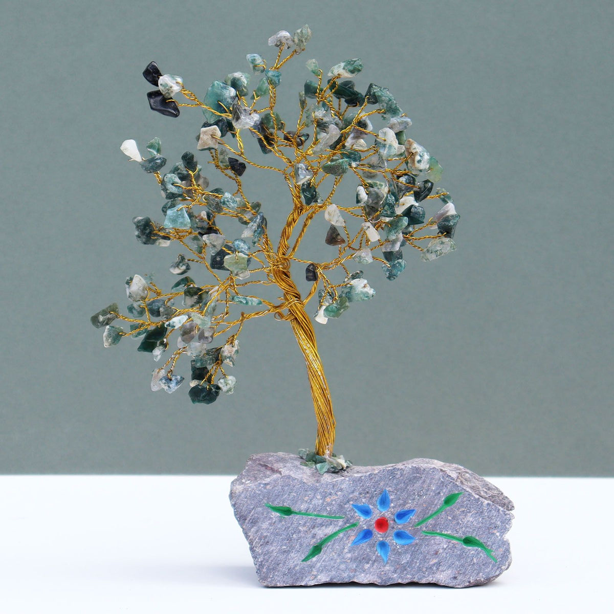 Arbre de Pierres Agate Mousse | Décoration Zen 160 Pierres Naturelles