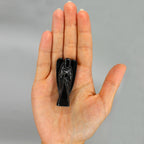 Ange en Agate Noire sculpté main | Décoration zen apaisante