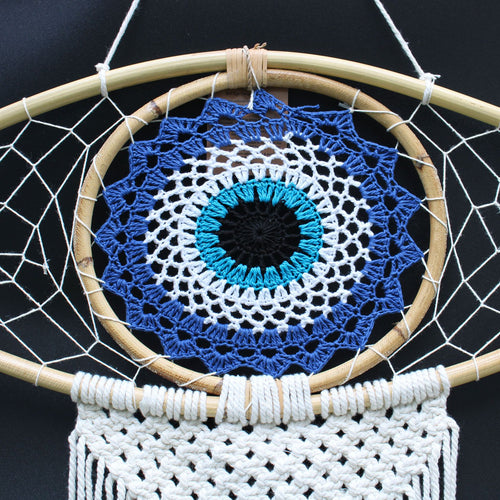 Attrape-Rêves Macramé Œil Bleu | Décoration Zen Apaisante