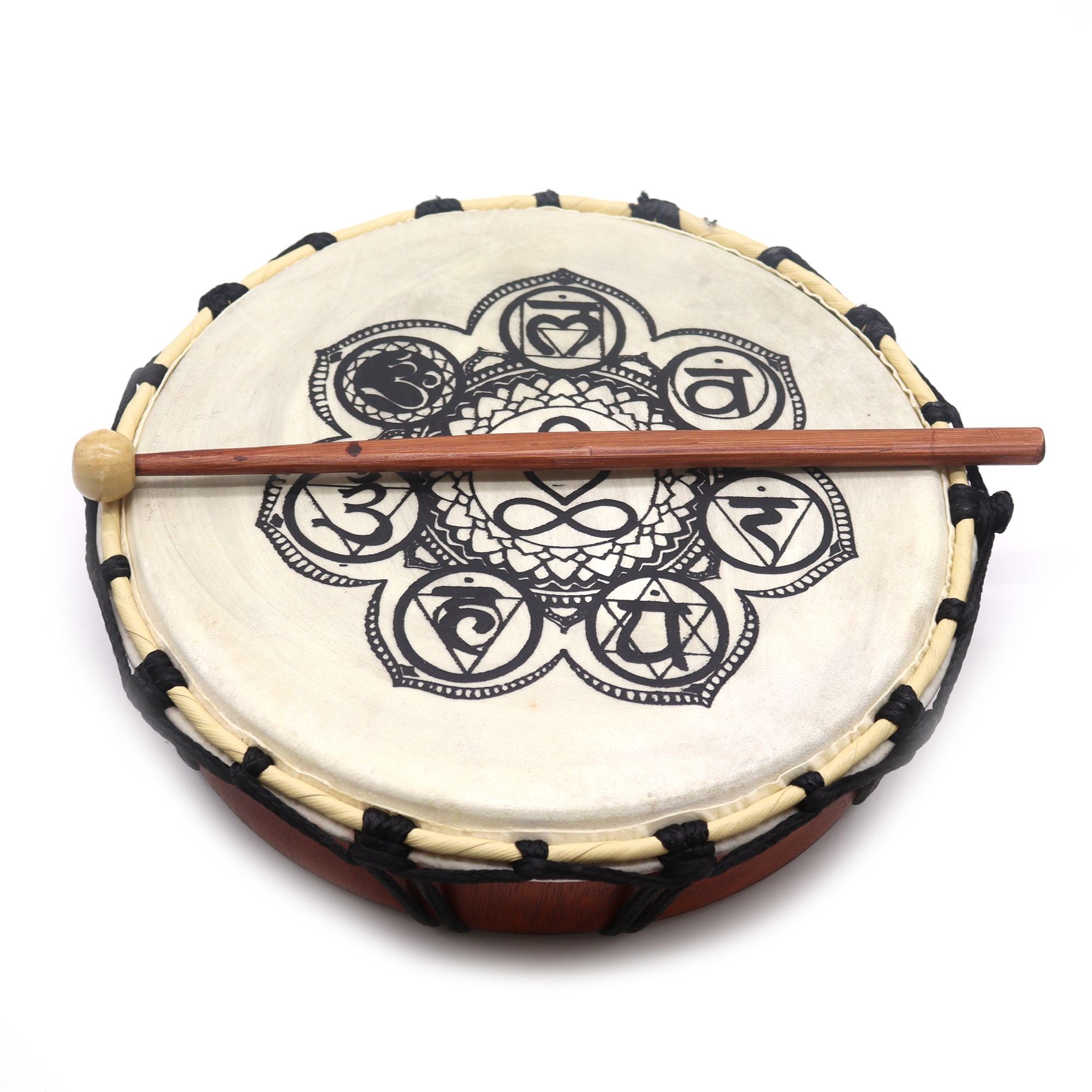 Tambour Chamanique Chakras avec Baguette | Sonorité Apaisante 25 cm