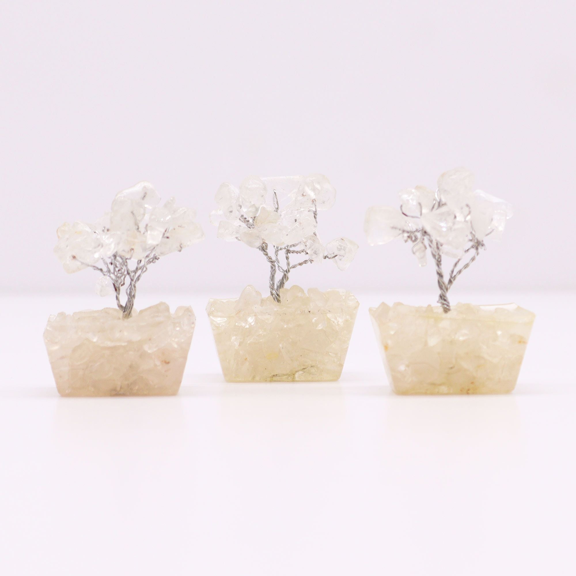 Arbre de Cristal Quartz Laiteux sur Base Orgonite | Décoration Zen