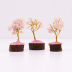 Arbre en Quartz Rose | Décoration Zen sur Socle Bois 15 Pierres