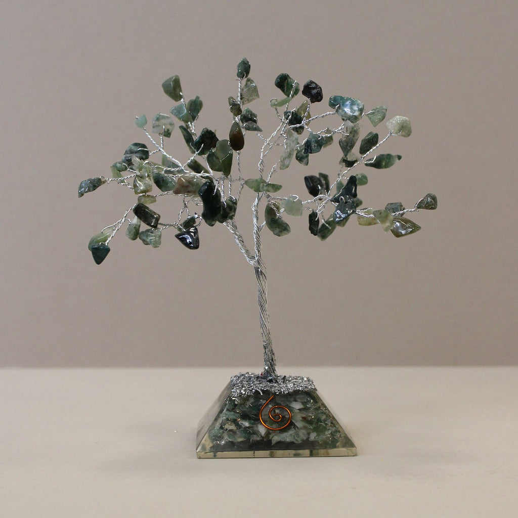 Arbre de Pierres Agate Mousse & Orgonite | Décoration Zen 80 Pierres
