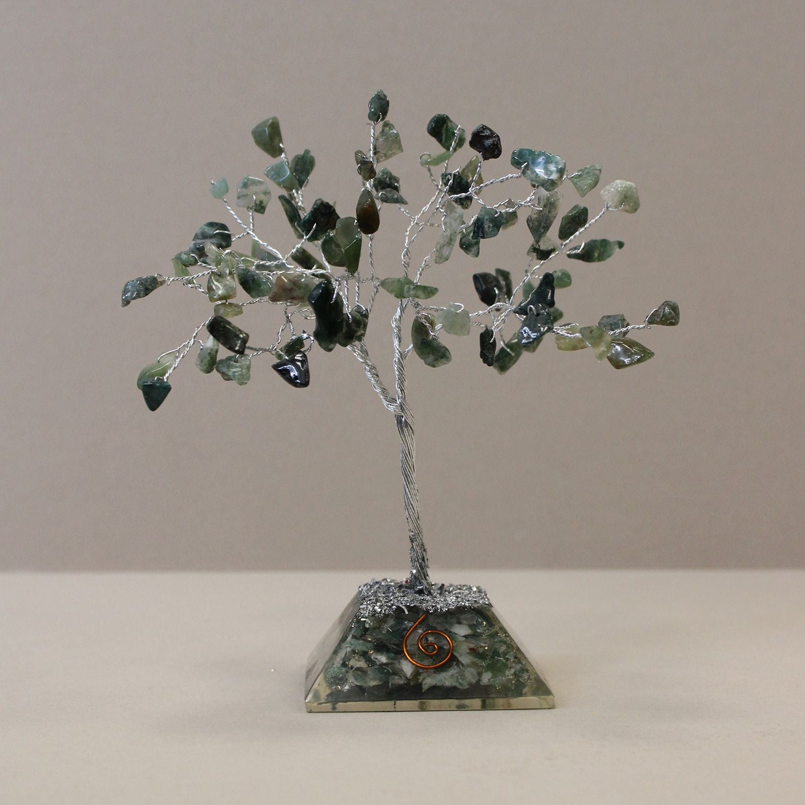 Arbre de Pierres Agate Mousse & Orgonite | Décoration Zen 80 Pierres