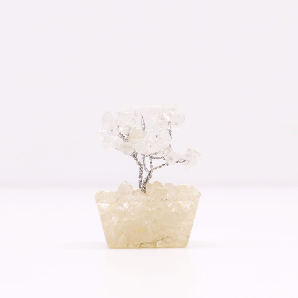 Arbre de Cristal Quartz Laiteux sur Base Orgonite | Décoration Zen