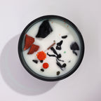 Bougie Fleurs & Pierres Jaspe Rouge Agate Noire | Énergie & Vitalité