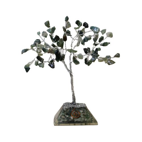 Arbre de Pierres Agate Mousse & Orgonite | Décoration Zen 80 Pierres