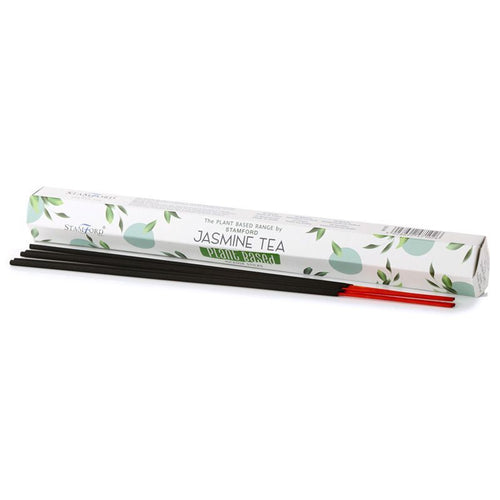 Boite de batonnets d encens naturels Stamford jasmin avec support a encens et batonnets rouges dans une ambiance minimaliste et naturelle