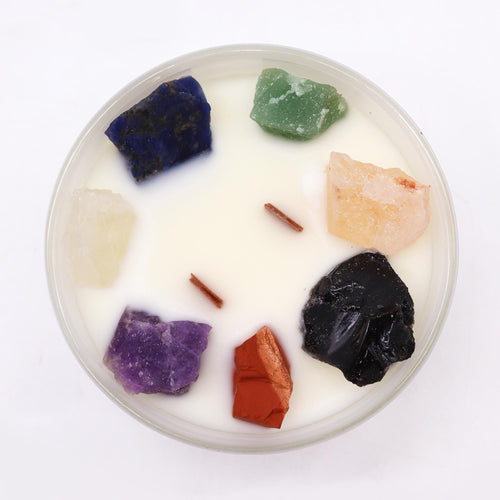 bougie chakra 7 chakras avec pierres naturelles pour harmonisation complete
